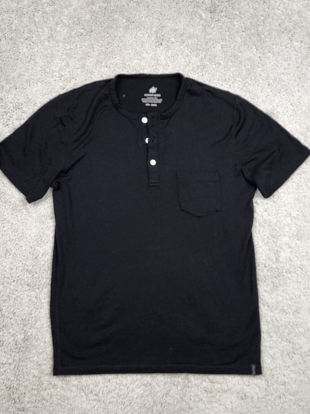 Woolly Clothing Co Everyday Merino Wool Size Small Henley Black Mens USA Hike